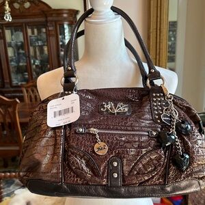 Kathy Van Zeeland Metallic Brown Shoulder Bag NWT